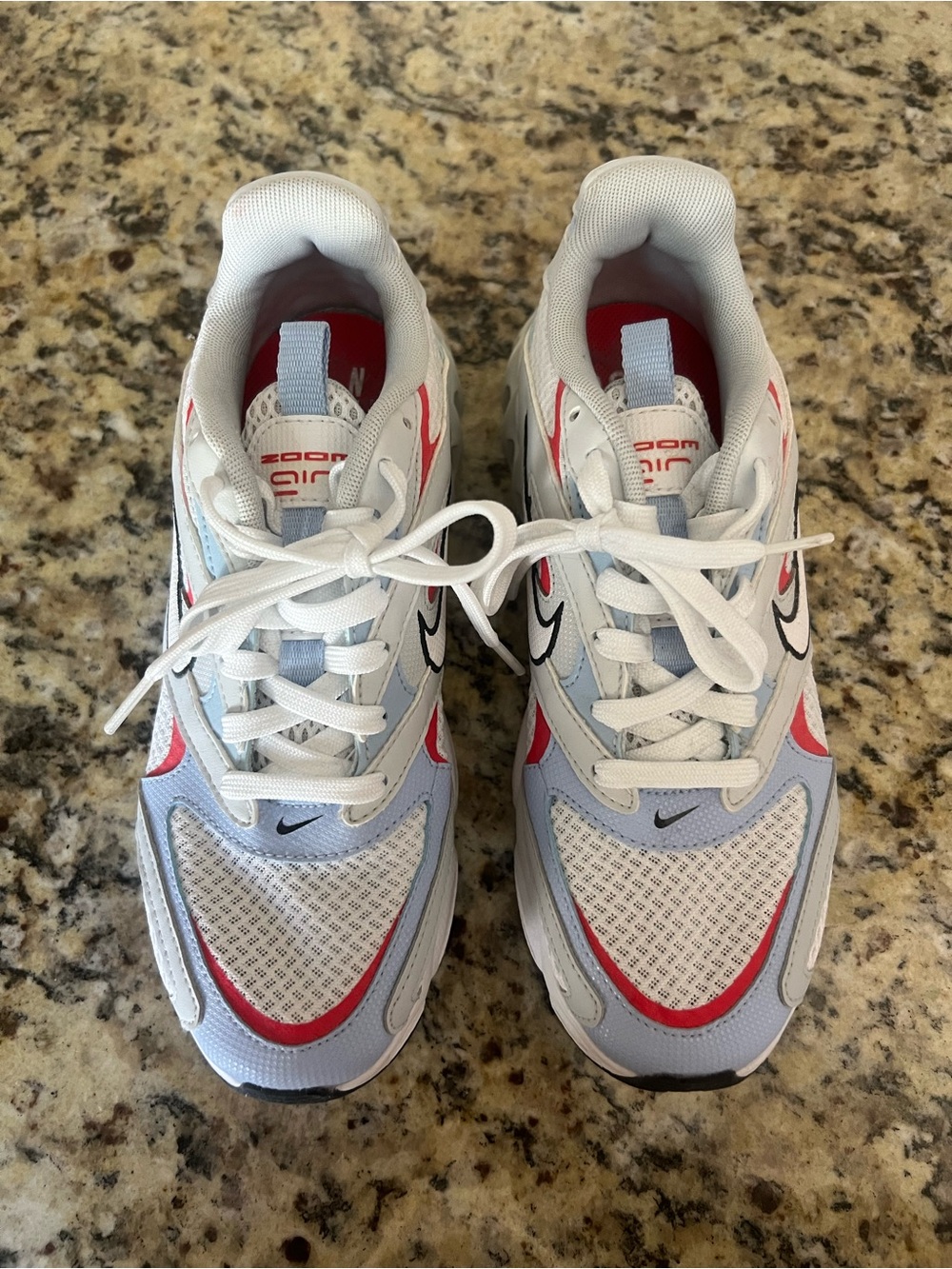 Nike Zoom Air Fire White, Red and Light Blue Athletic Running Shoes